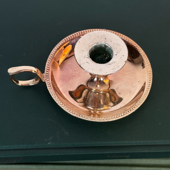 Vintage Lecellier Copper Chamber Stick Candle Holder Handle - Picture 2 of 5